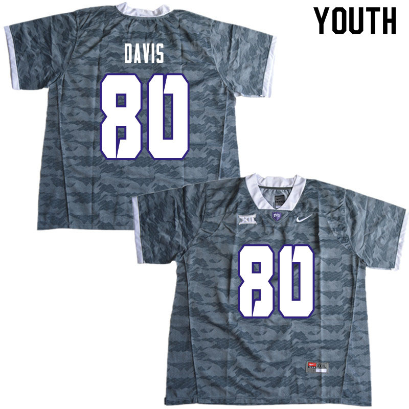 Youth #80 Al'Dontre Davis TCU Horned Frogs College Football Jerseys Sale-Gray - Click Image to Close